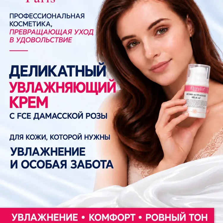 Деликатный увлажняющий крем с FCE дамасской розы